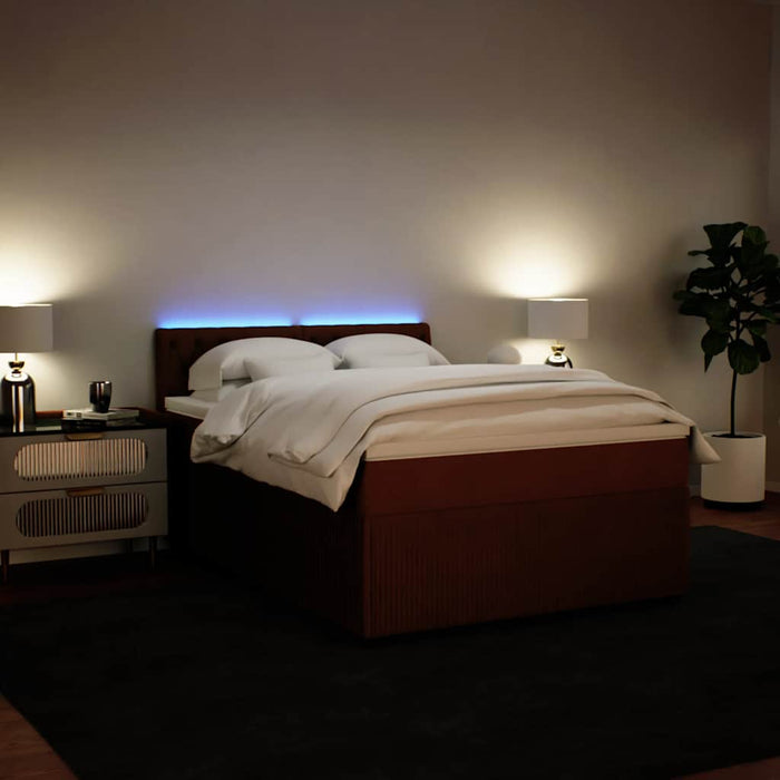 Pat box spring cu saltea, roz, 140x190 cm, catifea - WALTI WALTI