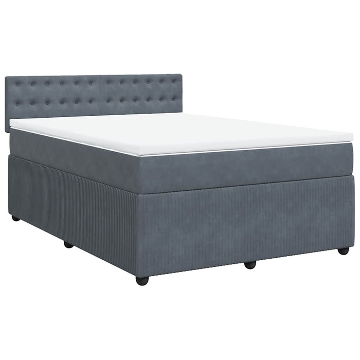 Pat box spring cu saltea, gri închis, 140x190 cm, catifea - WALTI WALTI