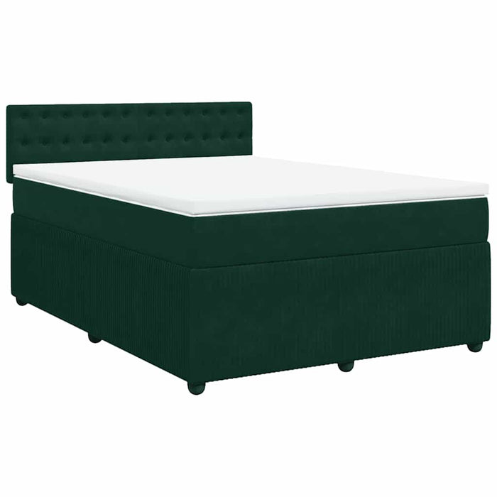 Pat box spring cu saltea, verde închis, 140x190 cm, catifea - WALTI WALTI