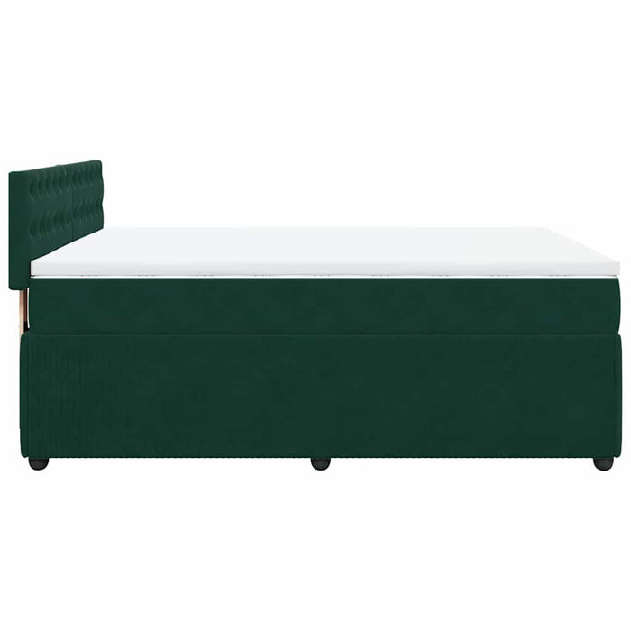 Pat box spring cu saltea, verde închis, 140x190 cm, catifea - WALTI WALTI