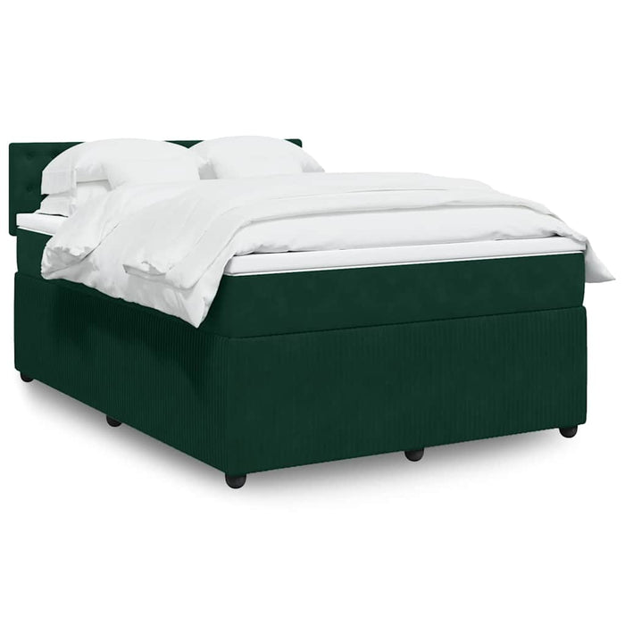 Pat box spring cu saltea, verde închis, 140x190 cm, catifea - WALTI WALTI