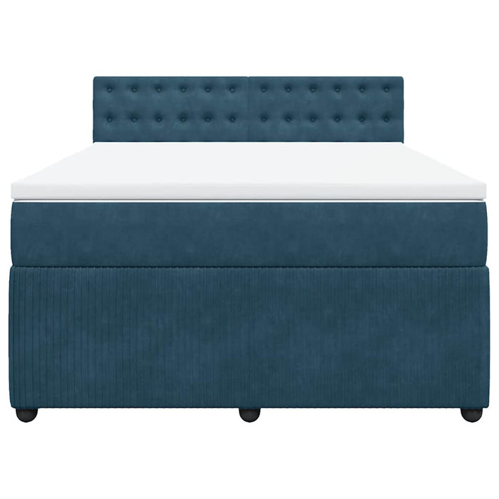 Pat box spring cu saltea, albastru, 140x190 cm, catifea - WALTI WALTI