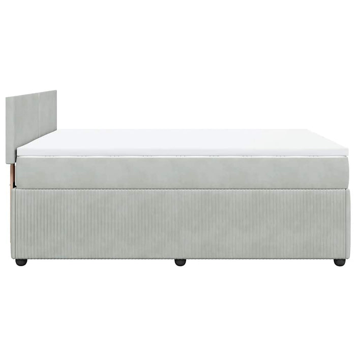 Pat box spring cu saltea, gri deschis, 140x200 cm, catifea - WALTI WALTI