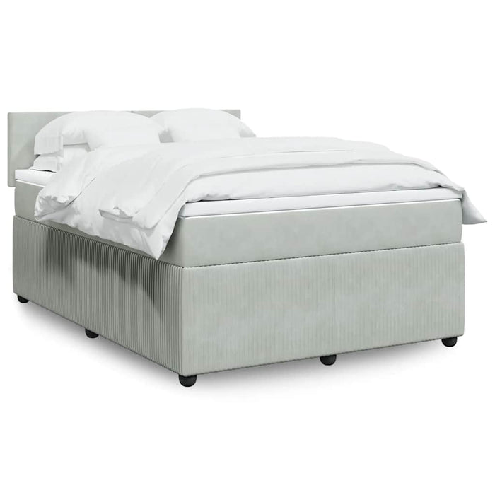 Pat box spring cu saltea, gri deschis, 140x200 cm, catifea - WALTI WALTI