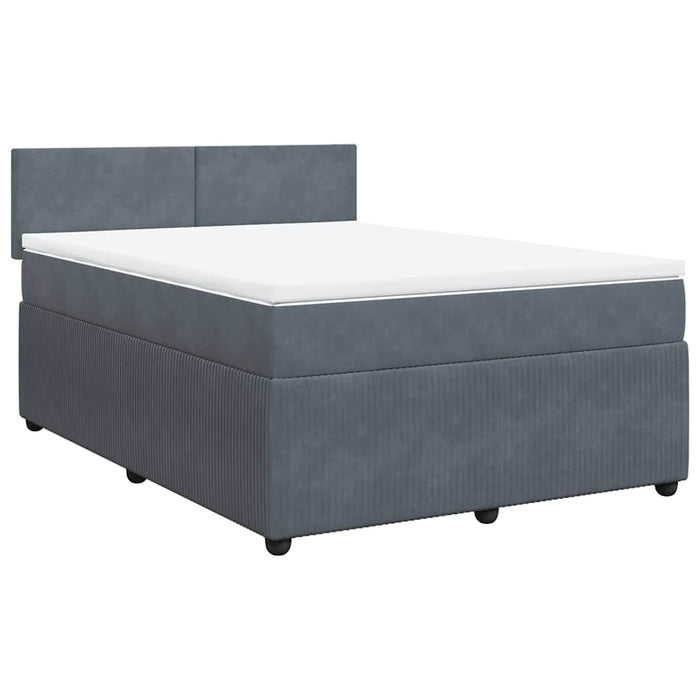Pat box spring cu saltea, gri închis, 140x200 cm, catifea - WALTI WALTI