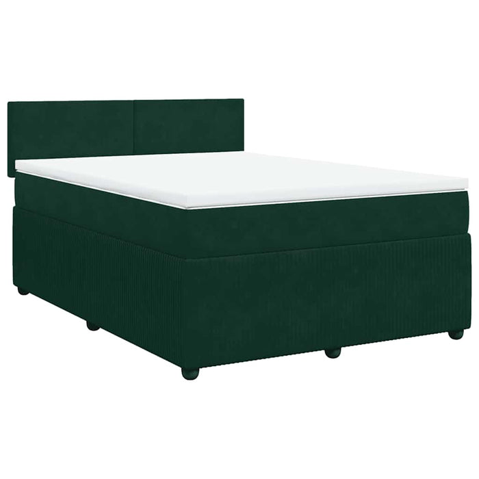 Pat box spring cu saltea, verde închis, 140x200 cm, catifea - WALTI WALTI
