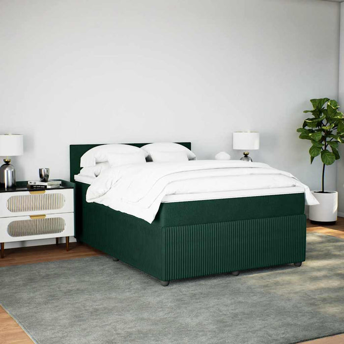 Pat box spring cu saltea, verde închis, 140x200 cm, catifea - WALTI WALTI