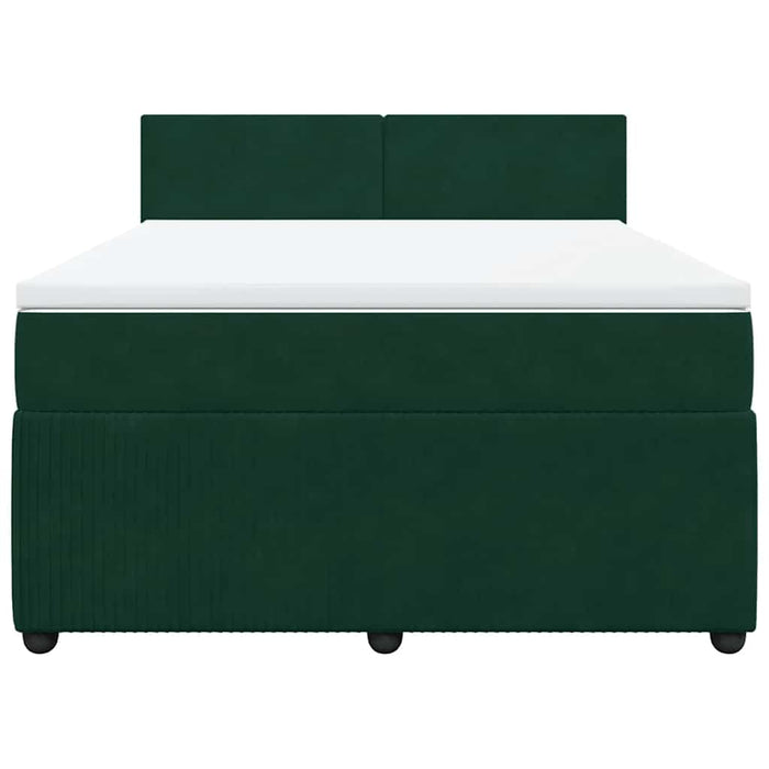 Pat box spring cu saltea, verde închis, 140x200 cm, catifea - WALTI WALTI