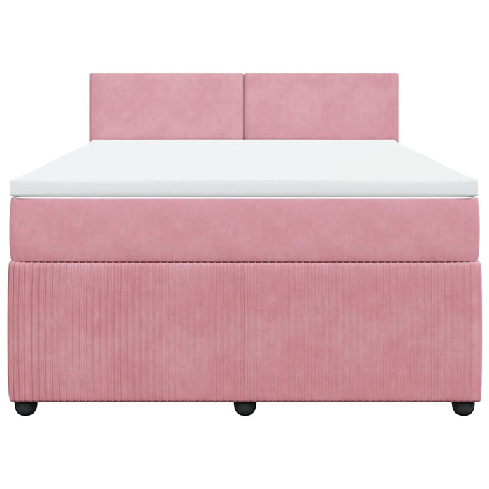 Pat box spring cu saltea, roz, 140x200 cm, catifea - WALTI WALTI
