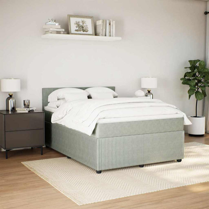 Pat box spring cu saltea, gri deschis, 140x200 cm, catifea - WALTI WALTI