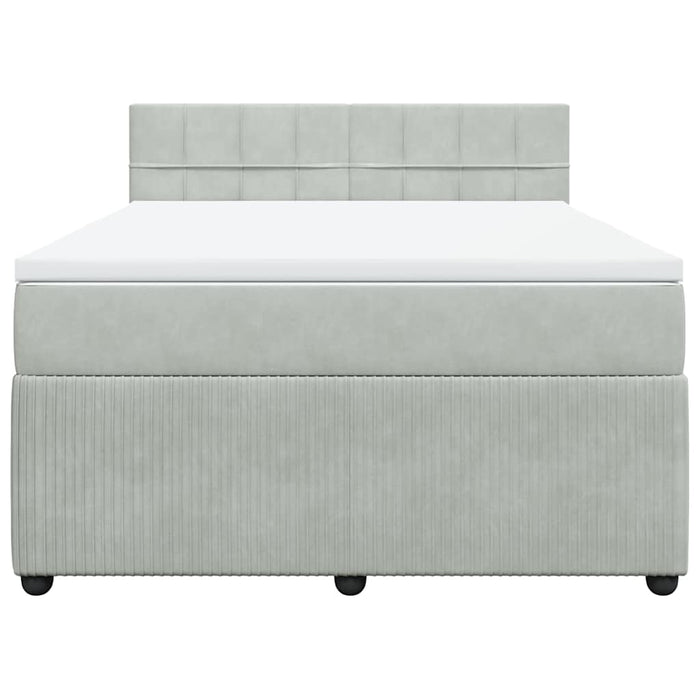 Pat box spring cu saltea, gri deschis, 140x200 cm, catifea - WALTI WALTI