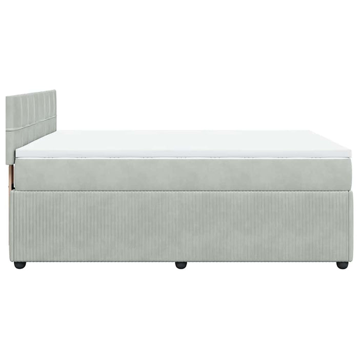 Pat box spring cu saltea, gri deschis, 140x200 cm, catifea - WALTI WALTI