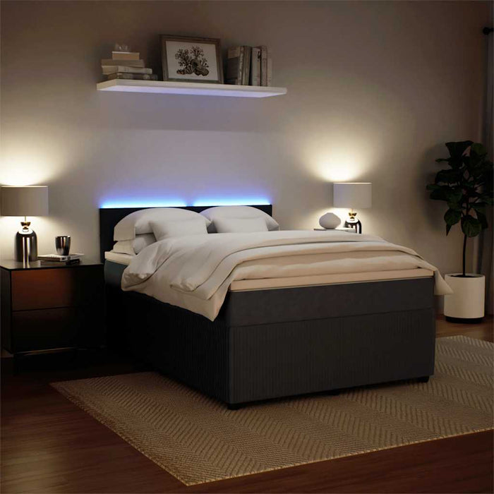 Pat box spring cu saltea, gri închis, 140x200 cm, catifea - WALTI WALTI