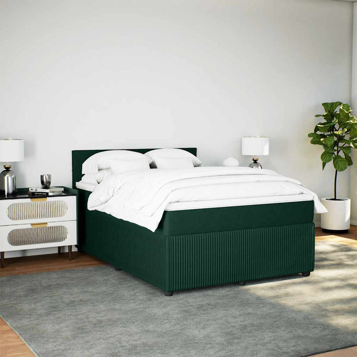 Pat box spring cu saltea, verde închis, 140x200 cm, catifea - WALTI WALTI