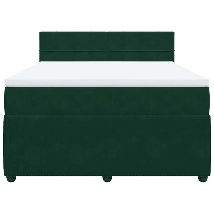 Pat box spring cu saltea, verde închis, 140x200 cm, catifea - WALTI WALTI