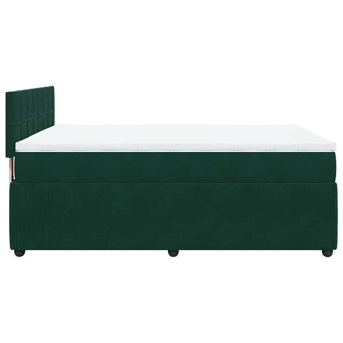Pat box spring cu saltea, verde închis, 140x200 cm, catifea - WALTI WALTI