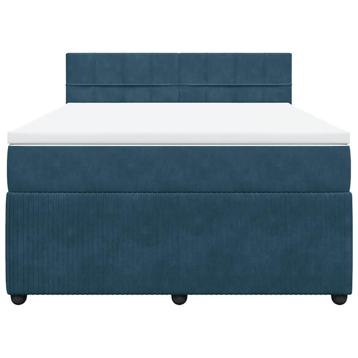 Pat box spring cu saltea, albastru, 140x200 cm, catifea - WALTI WALTI