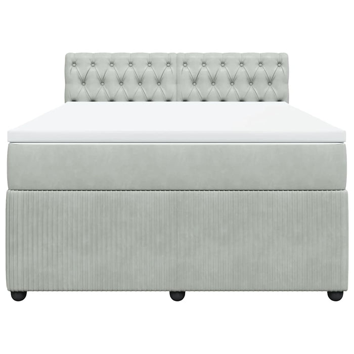 Pat box spring cu saltea, gri deschis, 140x200 cm, catifea - WALTI WALTI