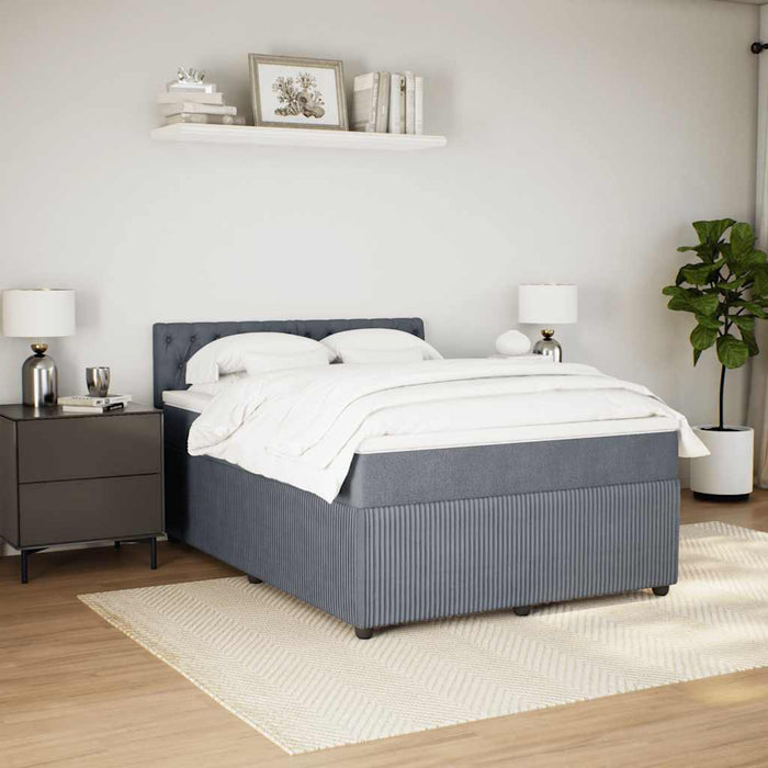 Pat box spring cu saltea, gri închis, 140x200 cm, catifea - WALTI WALTI