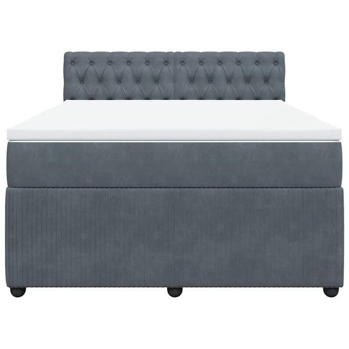 Pat box spring cu saltea, gri închis, 140x200 cm, catifea - WALTI WALTI