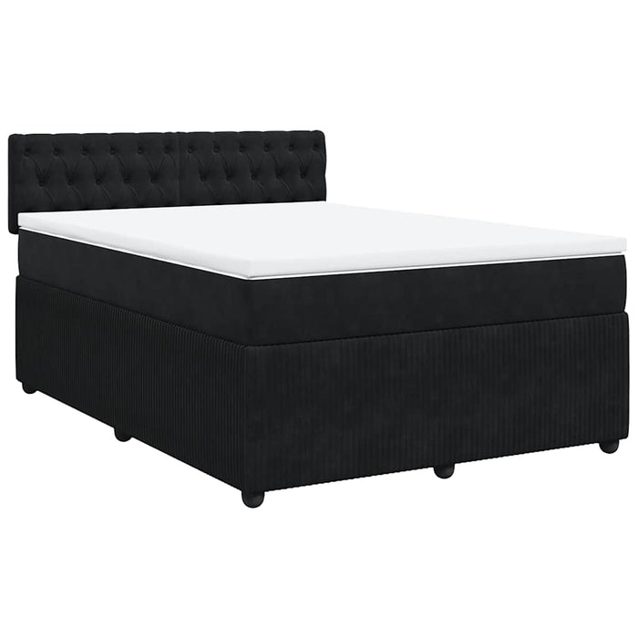 Pat box spring cu saltea, negru, 140x200 cm, catifea - WALTI WALTI