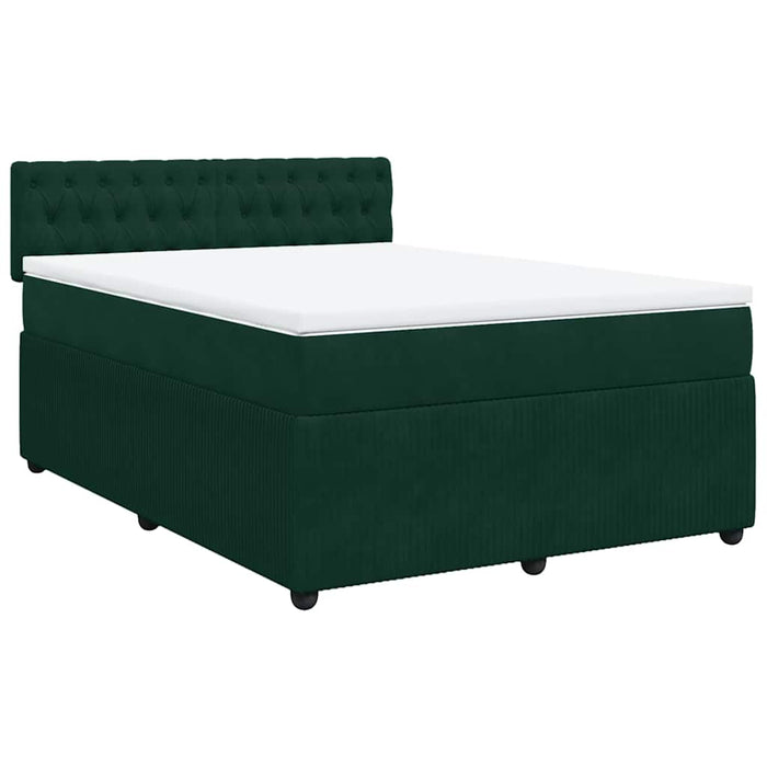 Pat box spring cu saltea, verde închis, 140x200 cm, catifea - WALTI WALTI