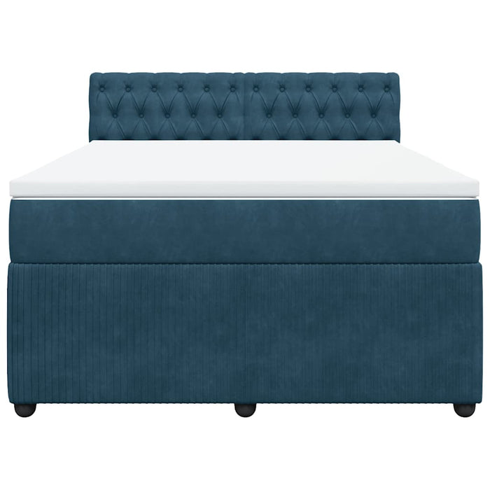 Pat box spring cu saltea, albastru, 140x200 cm, catifea - WALTI WALTI