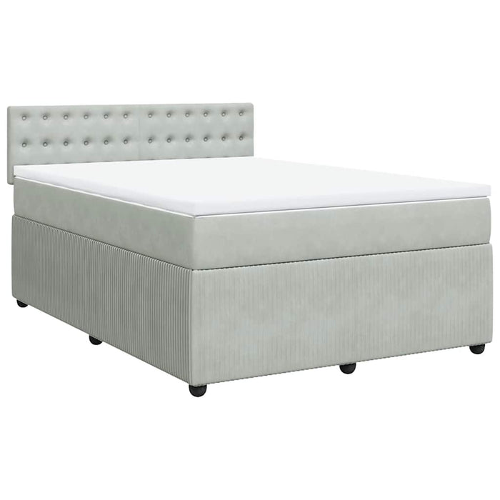 Pat box spring cu saltea, gri deschis, 140x200 cm, catifea - WALTI WALTI
