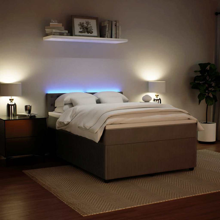 Pat box spring cu saltea, gri deschis, 140x200 cm, catifea - WALTI WALTI
