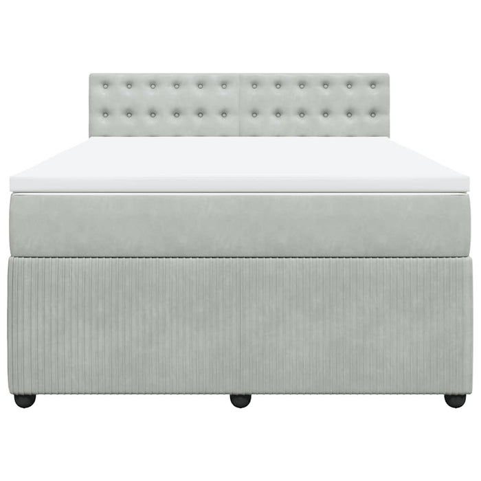 Pat box spring cu saltea, gri deschis, 140x200 cm, catifea - WALTI WALTI