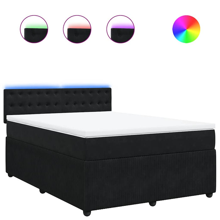 Pat box spring cu saltea, negru, 140x200 cm, catifea - WALTI WALTI