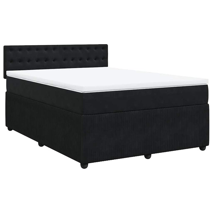 Pat box spring cu saltea, negru, 140x200 cm, catifea - WALTI WALTI