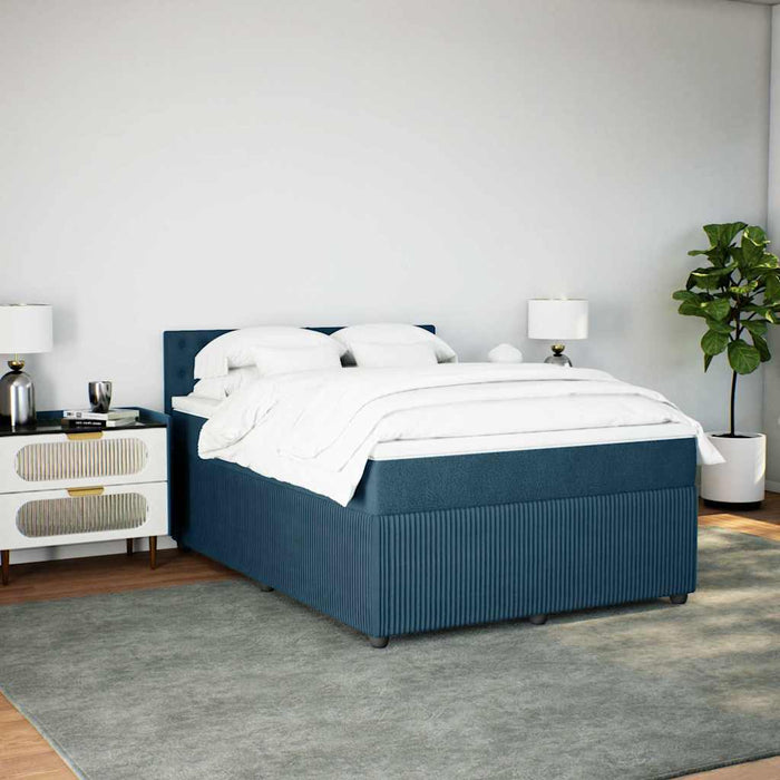 Pat box spring cu saltea, albastru, 140x200 cm, catifea - WALTI WALTI