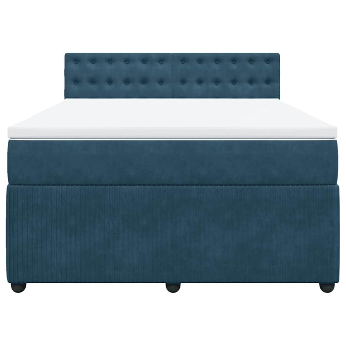 Pat box spring cu saltea, albastru, 140x200 cm, catifea - WALTI WALTI