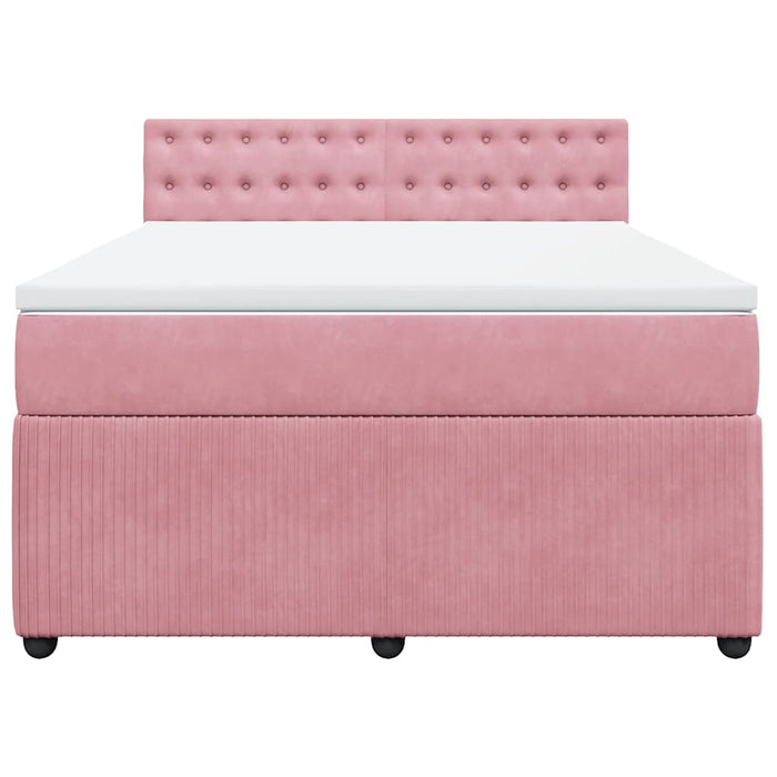 Pat box spring cu saltea, roz, 140x200 cm, catifea - WALTI WALTI