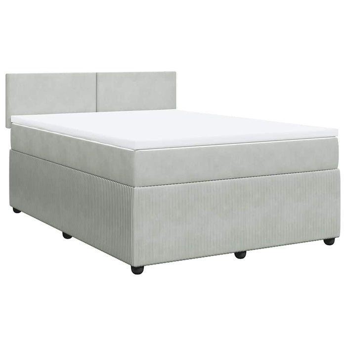 Pat box spring cu saltea, gri deschis, 160x200 cm, catifea - WALTI WALTI
