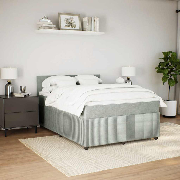 Pat box spring cu saltea, gri deschis, 160x200 cm, catifea - WALTI WALTI