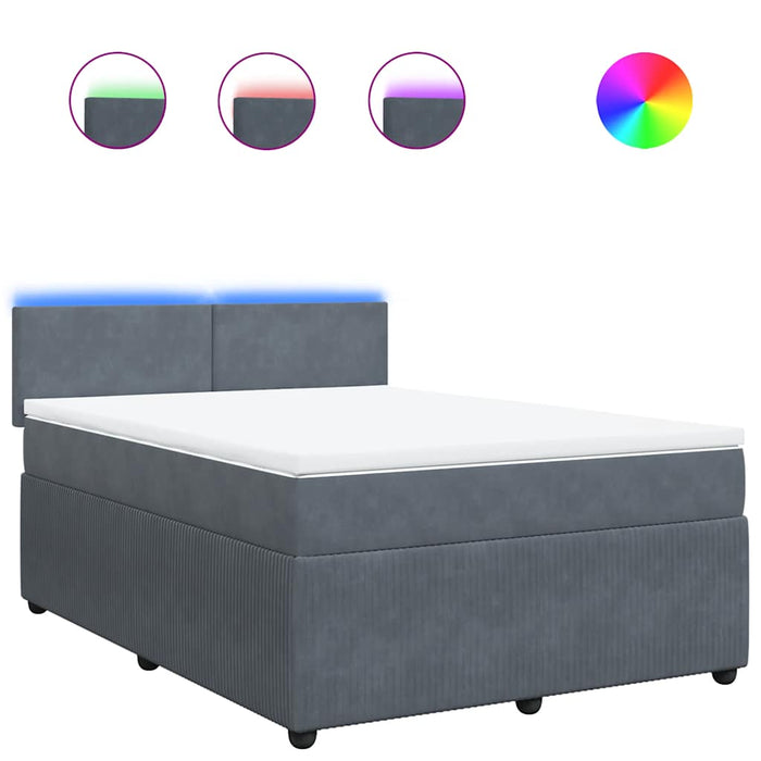 Pat box spring cu saltea, gri închis, 160x200 cm, catifea - WALTI WALTI
