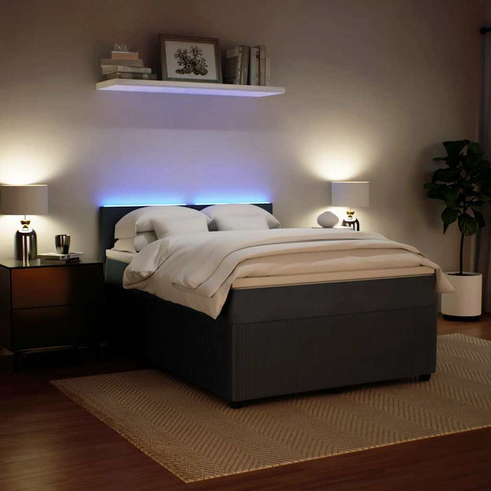 Pat box spring cu saltea, gri închis, 160x200 cm, catifea - WALTI WALTI