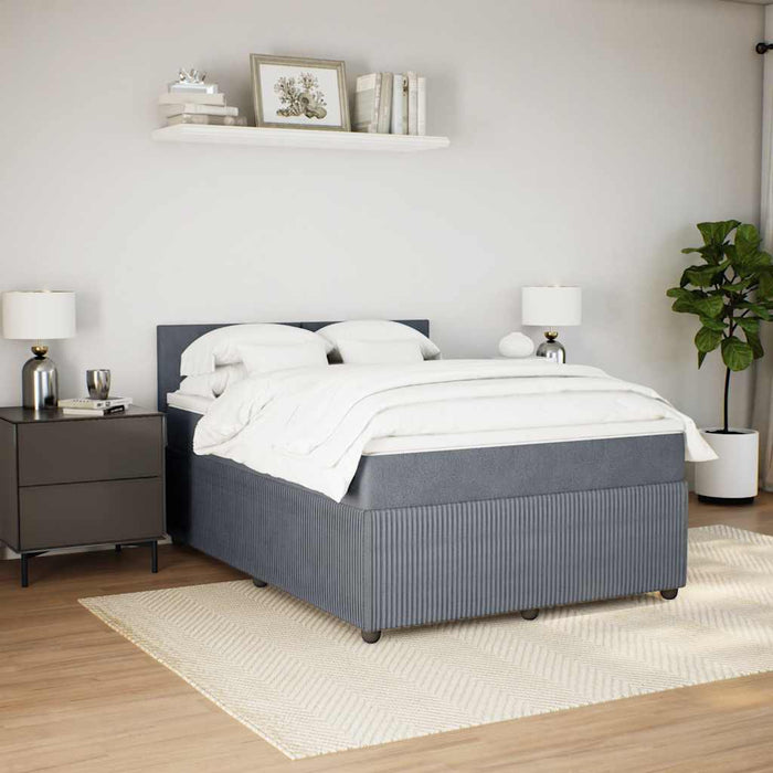 Pat box spring cu saltea, gri închis, 160x200 cm, catifea - WALTI WALTI