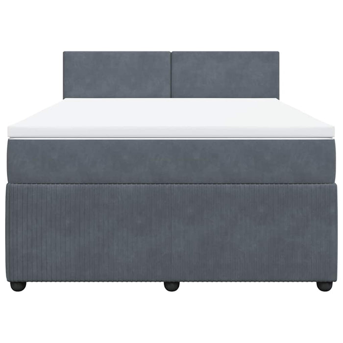 Pat box spring cu saltea, gri închis, 160x200 cm, catifea - WALTI WALTI