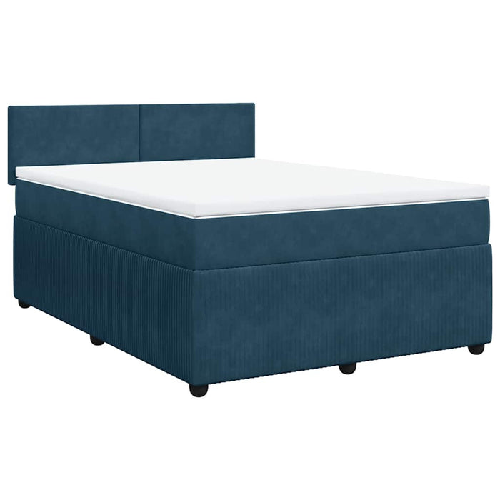 Pat box spring cu saltea, albastru, 160x200 cm, catifea - WALTI WALTI