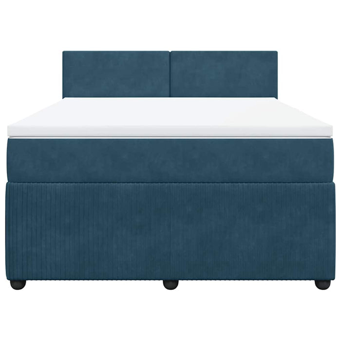Pat box spring cu saltea, albastru, 160x200 cm, catifea - WALTI WALTI