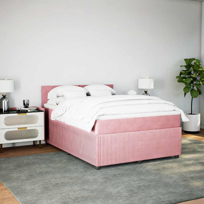 Pat box spring cu saltea, roz, 160x200 cm, catifea - WALTI WALTI