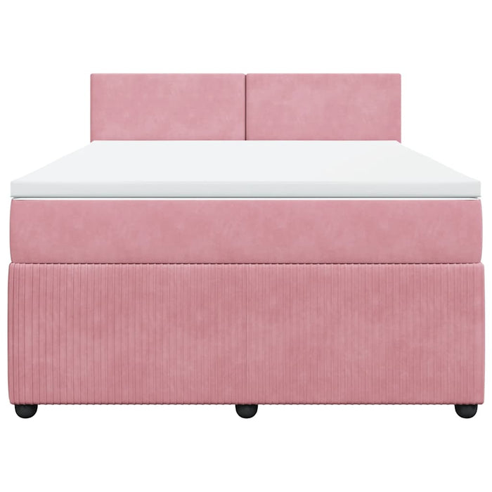 Pat box spring cu saltea, roz, 160x200 cm, catifea - WALTI WALTI