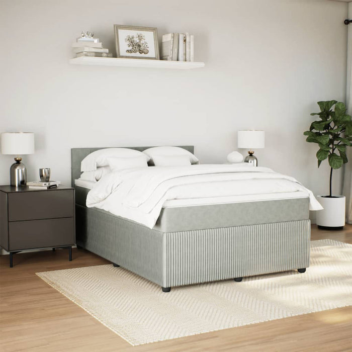 Pat box spring cu saltea, gri deschis, 160x200 cm, catifea - WALTI WALTI
