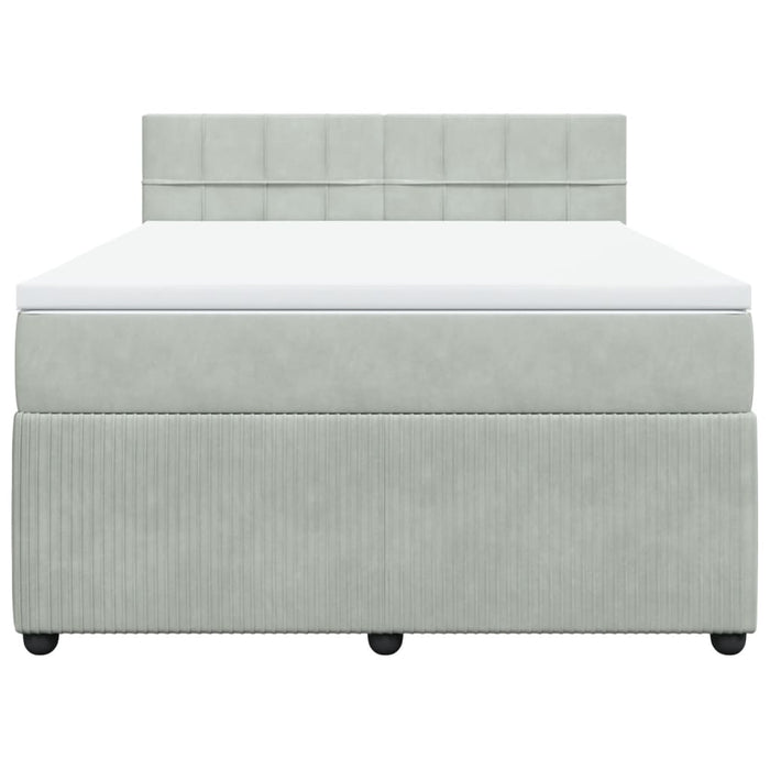 Pat box spring cu saltea, gri deschis, 160x200 cm, catifea - WALTI WALTI