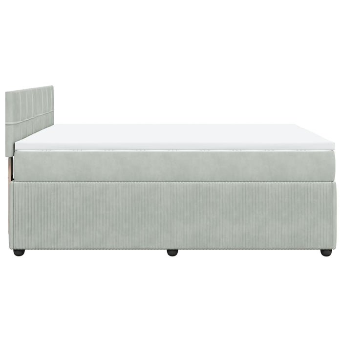 Pat box spring cu saltea, gri deschis, 160x200 cm, catifea - WALTI WALTI
