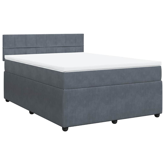 Pat box spring cu saltea, gri închis, 160x200 cm, catifea - WALTI WALTI