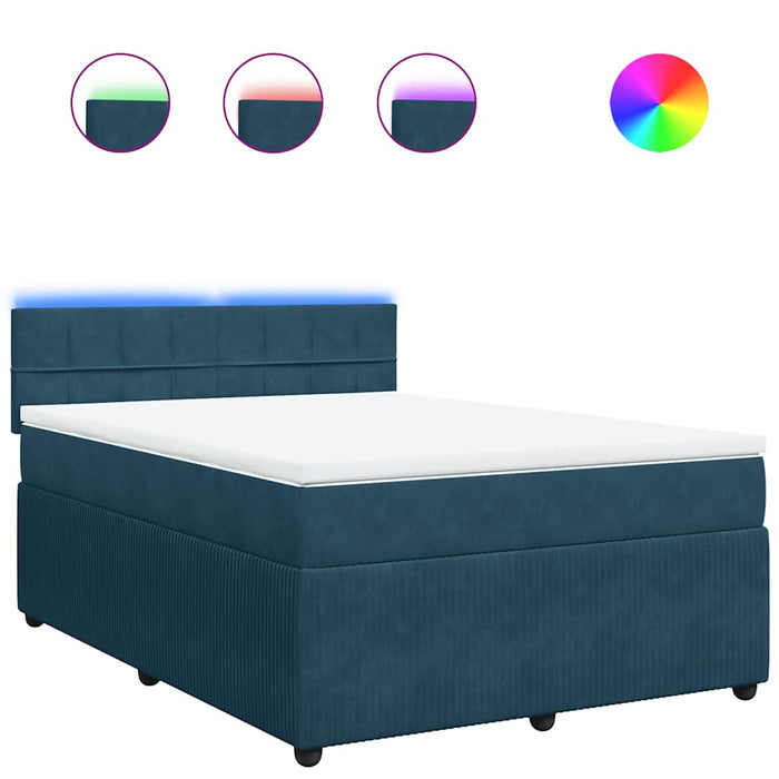 Pat box spring cu saltea, albastru, 160x200 cm, catifea - WALTI WALTI